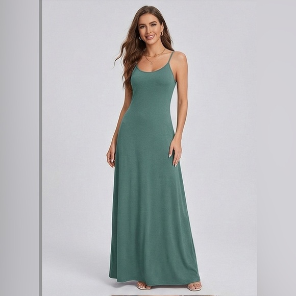 By Design Dresses & Skirts - LAST ONE 🔥 Cami Maxi Flared Tee Dress Blue/Green
